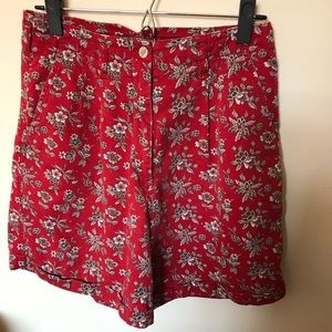 Red Floral Shorts